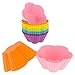 Freshware CB-309SC 12-Pack Silicone Mini Cherry Flower Reusable Cupcake and Muffin Baking Cup, Six Vibrant Colors