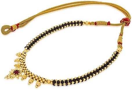 Sp Jewellery Pearls Black & White Mangalsutra Necklace For Women