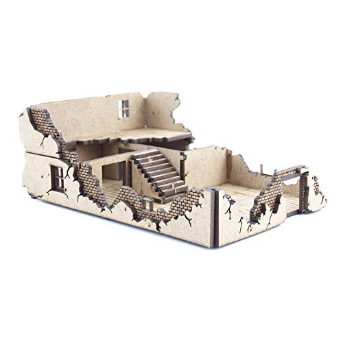War World Gaming World at War Zerstörtes Haus 1 aus MDF 15mm Maßstab - WW1 WW2 Wargame Gelände Geländebau Gebäude… – Bild 5
