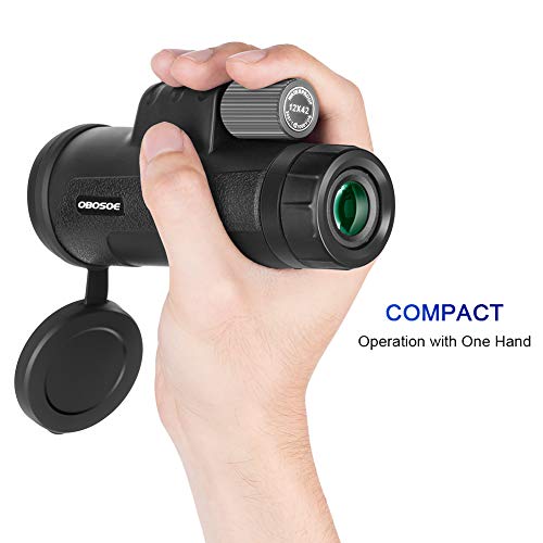 Monocular Telescope, 12 X 42 HD Compact Monocular with Phone Adapter and Metal Tripod, Waterproof Fog-Proof BAK4 Prisms Scope for Adults Bird Watching, Hunting, Camping,Traveling - Thumbnail 2