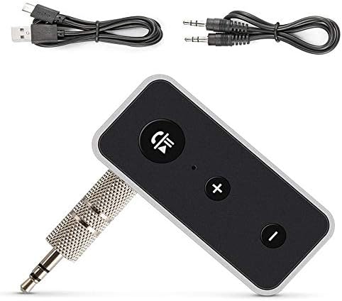 Alliebe Bluetooth 5.0 A2DP Receiver/Car Kit, Portable Wireless Audio Adapter 3.5mm Aux Stereo Output Built-in Microphone for Music Home Hi-fi System Speaker Headphones Hands-Free Car Kit