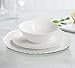Dinnerware Set Service for 2, Scalloped Embossed Bone China, 6 Piece White Porcelain, Holiday Kitchen Gift
