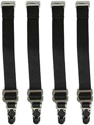 Gorgeous Garters Set of Replacement Detachable Corset Belt Garter Straps Clips (4 Black No Bows (5"-7.5"))