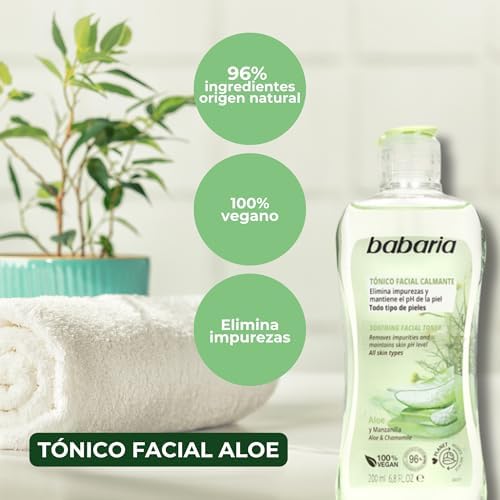 – Tónico facial calmante com aloé vera e camomila | Tónico Facial Mature Skin | Tónico Facial 200 Ml Branco