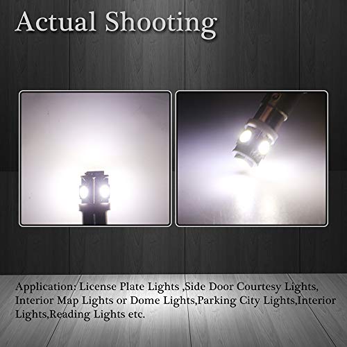 GLL BA9S LED Bulb 5SMD White 1893 44 47 756 1847 Wedge Pinball Machine Light Car Instrument Panel Gauge Cluster Lamp 6VDC/6.3VDC 20pack