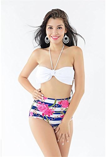 Wildsea Women's 2 Piece Push Up Bowknot High Waist Floral Bikini Bathing Suit