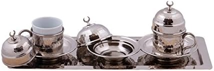 Copper Turkish Coffee Set Silver colored (one person).