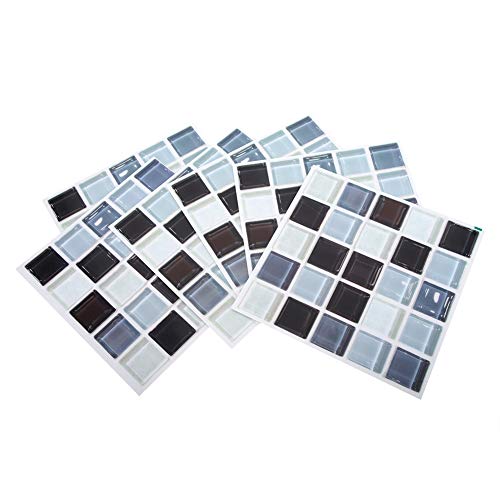 Cafopgrill 6Pcs 3 Dimensions Mosaic Wall Sticker Self-adhesive Simulation Mosaic PVC Wall Tile Sticker Bedroom Decoration