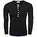 Hotouch Mens Henley T-Shirts with Long Sleeve Black L