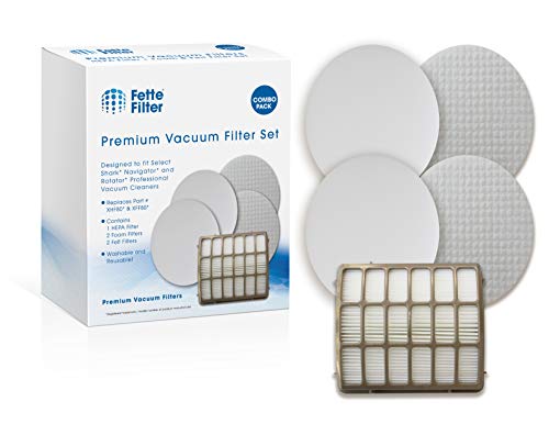 Fette Filter - Vacuum Filters Compatible with Shark Navigator Professional NV70, NV80, NV90, NV95, UV420 Vacuums. Compare to Part # XFF80 & XHF80. 1 HEPA Filter Plus 2 Foam & Felt Filter Kit.