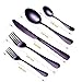 20-Piece Stainless Steel Flatware Set,Tableware Set,Dinnerware Set Service for 4, Include Knife/Fork/Spoon/Teaspoon/Fruit fork (Purple)