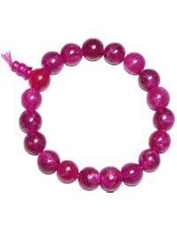 Mogul Women's Jade Pink Stone Beads Braclet Meditation - Wrist Bracelet