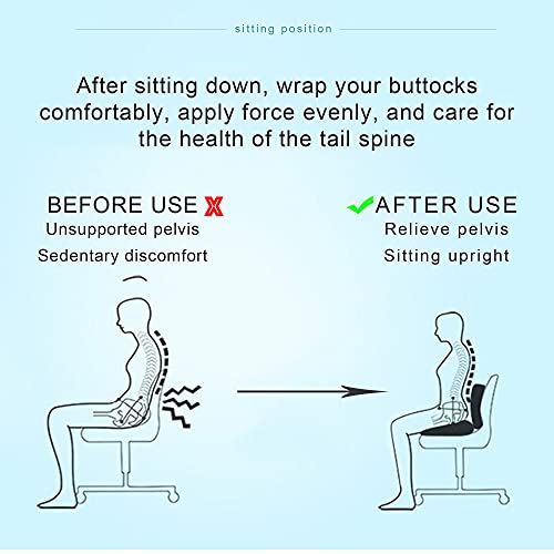 Seat Cushion for Office Chair Memory Foam Lumbar Support Pillow Combo, for Relief The Lower Back Pain Tailbone Sciatica Pain