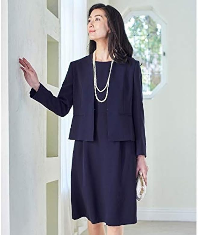 Amazon 23区 Nijyusanku 洗える トリアセダブルジョーゼット ワンピース ネイビー系 40 ワンピース チュニック 通販