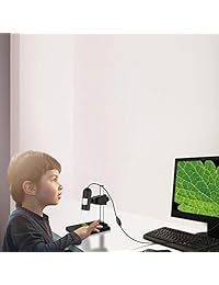 Microscopio digital USB, Depstech 1 a 1600X Endoscopio, Mini cámara de inspección con 8 luces LED ajustables, funciona con Win7 8 10 y Mac PC