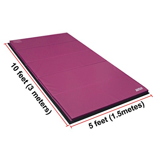 Gymmatsdirect 5'x10'x2" Super Large Gymnastics Exercise Tumbling Mat, 5 Panels Folding Gym mats, Purple