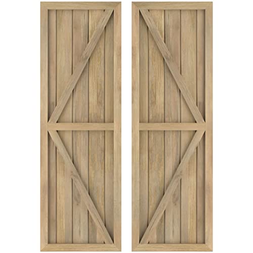 Ekena Millwork ARW102BF518X77UNH Americraft Five Exterior Real Wood Two Equal P…