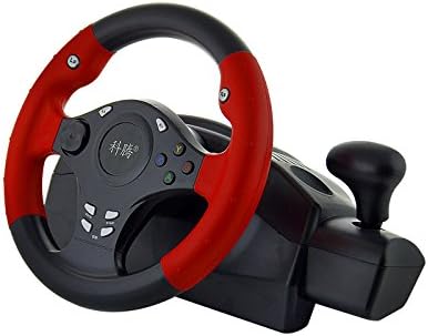 HIGHOT Red Racing Wheel With Foot Pedals for PlayStation PS2 PS3, PC