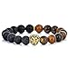Handmade Lion Bead Bracelet Courage & Strength with Rose Gold Tone Head One Size Fits All Unisex Bangle for Men or Women Winter Sale !!