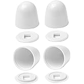4Packs Universal Toilet Bolt Caps, Round Plastic Push-On Toilet Bowl Bolt Caps Covers, with Extra Washers for Easy installati