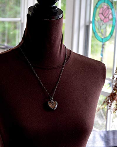 image for BayouGlassArts Handmade Monarch Butterfly Wing in Glass Pendant, Heart