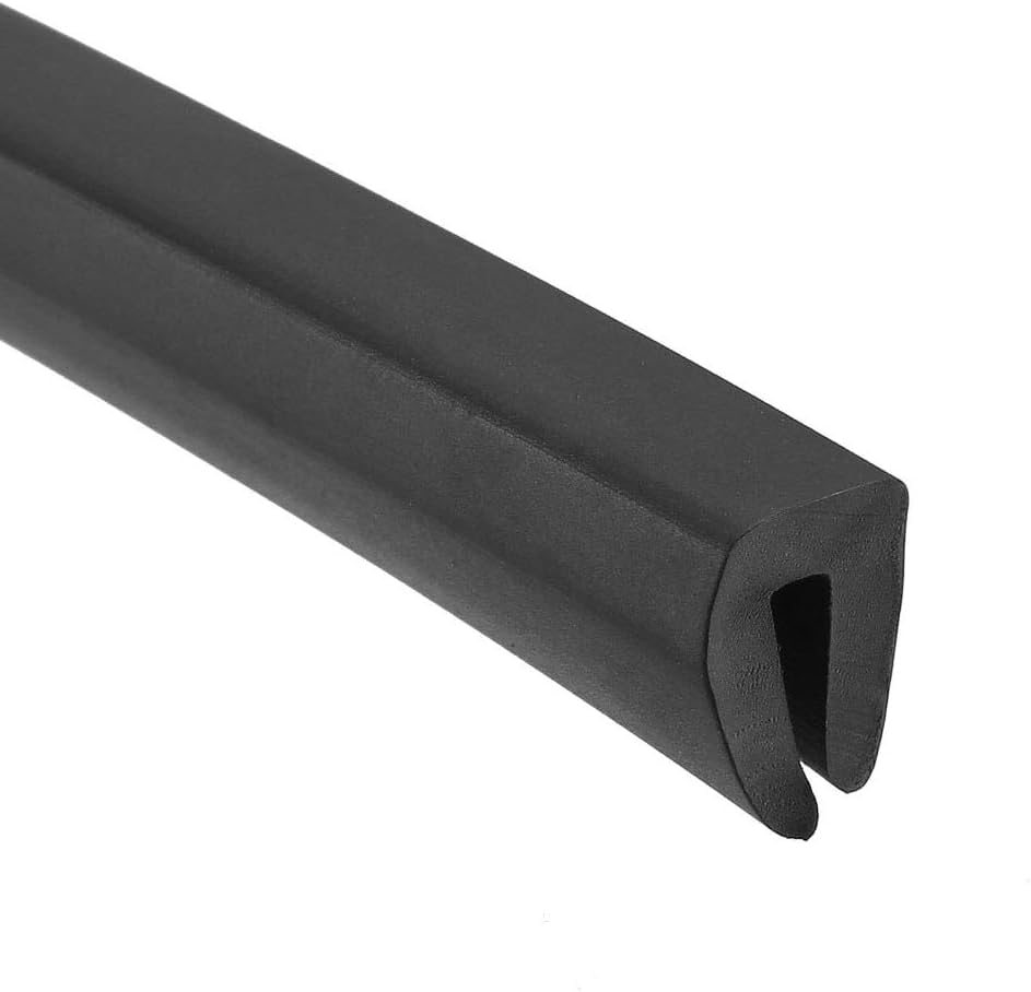 MACHSWON Edge Trim U Seal for Hatches, Lockers, Panels, Rubber U Channel Edge Protector U Shape Weather Stripping Fits 1/32"-1/16" Edge 9.84 Feet Length, Black