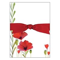 Wild Red Poppies Chunky Thick Bow Notepad, 150 sheets