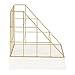 Kate and Laurel Benbrook Metal and Wood Letter Tray Desk Organizer, White and Gold