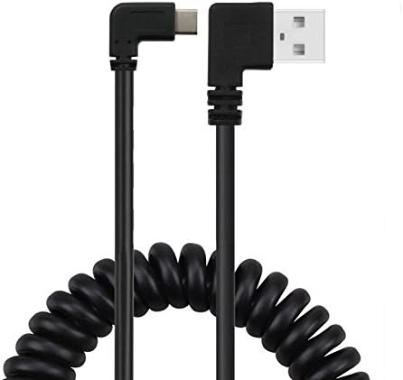 5ft Spiral Coiled USB 3.1 Type C Angle Male to 2.0 Left Angle AM Adaptor Cable