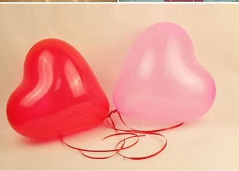 Amazon パーティグッズ ハート 型 風船 バルーン 3色 100個 空気入れ リボン 3点セット 風船 バルーン おもちゃ
