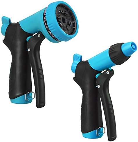 Garden Hose Nozzle Spray Nozzle Set, Water Nozzle, 9 Adjustable Watering Patterns for Watering Plants, Cleaning, Car Wash and Showering Pets Blue (Blue)