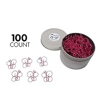 Butler in the Home 100 Count Butterfly Shaped Paper Clips Great for Paper Clip Collectors or Office Gift - Comes in Round Tin with Lid and Gift Box (Pink)