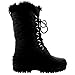Polar Womens Mid Calf Thermal Rain Muck Faux Fur Waterproof Quilted Nylon Boot - Black - US9/EU40 - YC0332