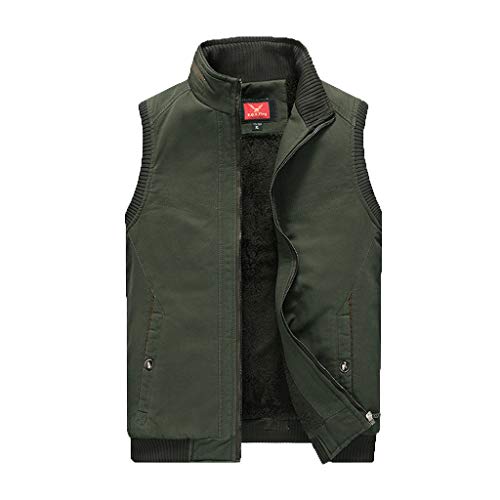Men's Winter Warm Outdoor Work Pockets Utility Rugged Canvas Quilted Hunting Work Vest Green