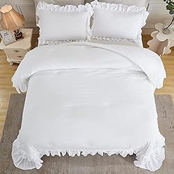 Andency White Comforter Set Queen Size, Lightweight