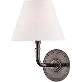 Hudson Valley Lighting MDS600-DB Signature No.1-1 Light Wall Sconce Distressed Bronze Finish with Off-White Silk Shade 11.25x