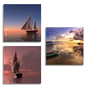 3 Piece Canvas Wall Art for Living Room Bedroom Home Artwork The Beautiful Scenery of Sunset Paintings Ready to Hang - 12"x12"x3 Panels