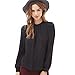 FAPIZI ♥ Women Blouse Women Summer Fold Casual Chiffon Long Sleeve Shirt Tops Blouse (L, Black)