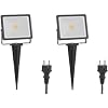 ledscom.de LED-spot FLIN met grondspies & stekker, buiten, spotlight, zwart, IP66 waterdicht, 10,93W per stuk 837lm warm…