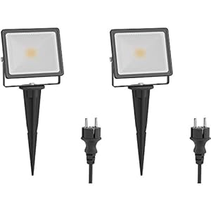 ledscom.de LED-spot FLIN met grondspies & stekker, buiten, spotlight, zwart, IP66 waterdicht, 10,93W per stuk 837lm warm…