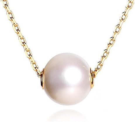 Dalwa Pearl Necklace for Women Pearl Jewellry 14 karat Gold Plated 925 Sterling Silver Necklace with Freshwater Pearl Pendant 45 cm + Gift Box