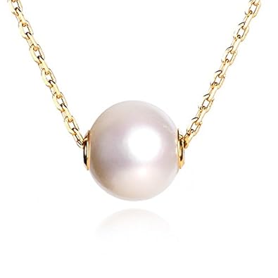 Dalwa 925 Silber Kette Damen 14 Karat 585 Gold Vergoldete Perlenkette, Echt Süßwasser-Zuchtperle-Anhänger, Schönes Geschenk m