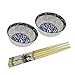 FINECASA 4.5 Inch Chinese Style Porcelain Rice Bowls 2 Bowls 2 Pairs Chopstick primary