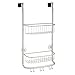 mDesign Stainless Steel Bath/Shower Over Door Caddy, Hanging Storage Organizer 2-Tier Rack with 6 Hooks and 2 Baskets - Holder for Soap, Shampoo, Loofah, Body Wash, Omni Collection, Satin