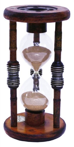 River City Clocks 60 minute antique wood hourglass sand timer, 12-inch tall - Thumbnail 5