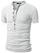 Doublju Mens Henley T-shirts with Short Sleeve WHITE (US-L)