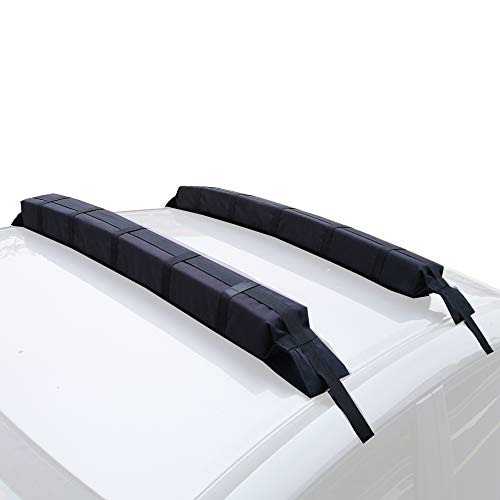 RORAIMA Universal Folding Lightweight Anti-vibration Roof Rack pad for Kayak/Canoe/Surfboard/Paddle Board/SUP/Snow board and Water Sports Accessories 37.8"X 4.5"X 3.1" (96 x11.5 x8 cm) 2 pcs/Set Black