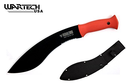 Swordmaster - Wartech 15.5" Full Tang Combat Kukuri Orange Rubber Handle With Sheath NIB