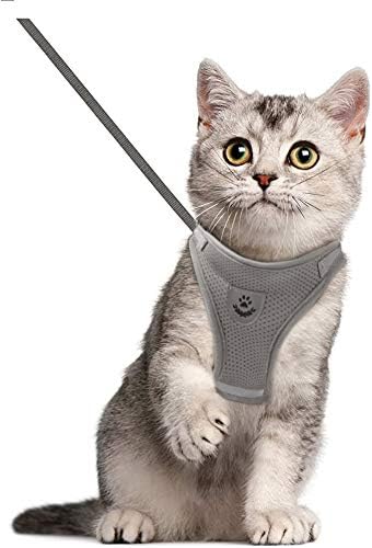 Cat Harness and Leash Set for Walking, Escape Proof Kitten Cat Vest Harness Soft Mesh Adjustable Puppy Harness for Pet Puppy Rabbit