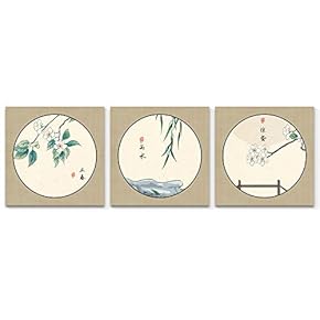 Wall26-3 Panel Canvas Wall Art- Chinese Style -Giclee Painting Wall Bedroom Living Room Home Decoration - 12"x12"x3 Panels